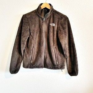 North Face Chocolate Brown Full Zip Fleece Jacket sz Small